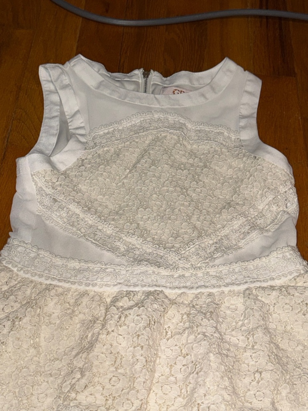 GB girls White Lace Tiered Party Dress size 10 - Picture 2 of 4